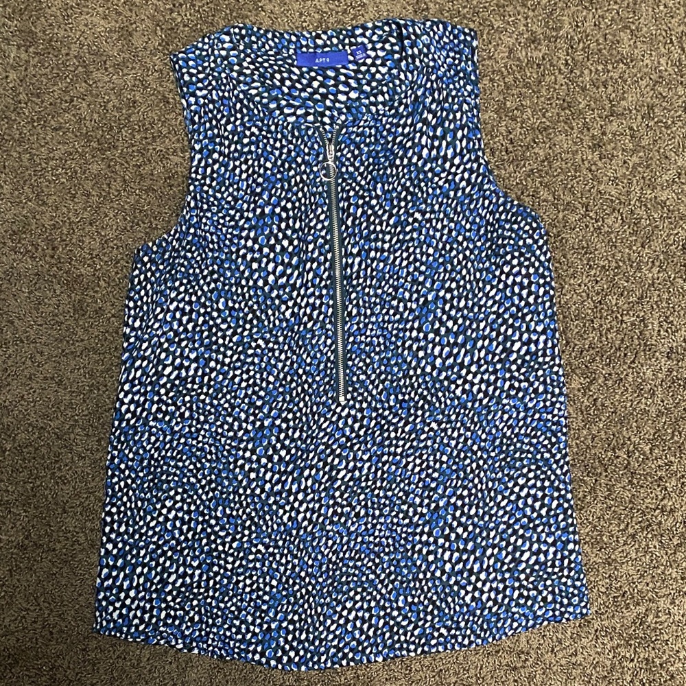 Apt. 9 Blue and White Sleeveless Top